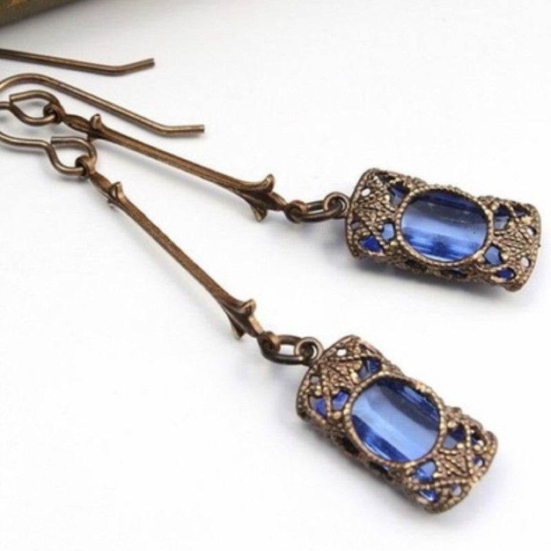 Wholesale Long Length Gemstones Vintage Alloy Earrings